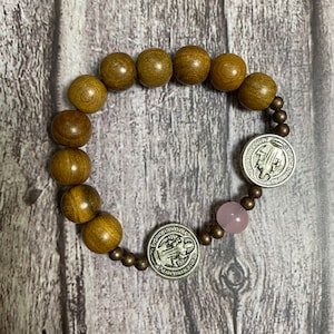 Natural Wood Catholic Bracelet,Christian Bracelet, Catholic Gift, Holy Bracelet, Praying Bracelet, Wood Bracelet, Gift for Her
