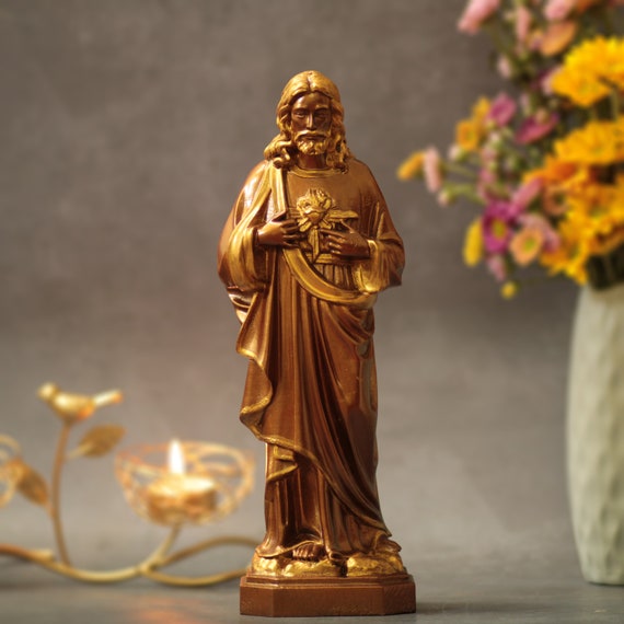 Sacred Heart of Jesus Statue Vintage Style Unique Gift Housewarming Gift Home Gift Our Lord Christian Gifts Home Altar Fall Decor