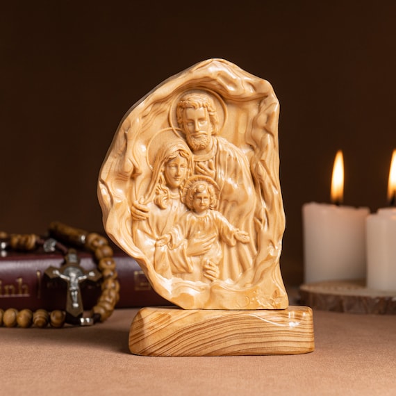 Wood reliefs Holy Family, Religious Catholic Statue, Wooden Religious Gifts,Housewarming Gift,New Home Gift,Home Decor