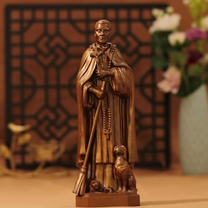 Hand Carved St. Martin de Porres Statue: Antique Style Catholic Decor