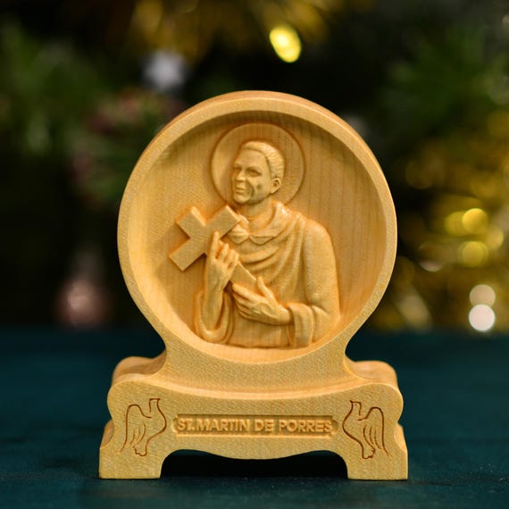 St. Martin De Porres Desktop Figurine Car Accessories Handmade Home Decor and Gifts Catholic Art Catholic Altar Table Religious Icon