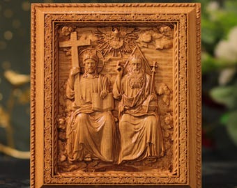Handmade Holy Trinity Wooden Wall Art: Catholic Home Decor
