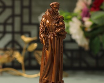 St. Anthony of Padua Wooden Statue Antique Style Religious Gifts Saint Anthony statue Religious Catholic Statue Religious Christian Decor