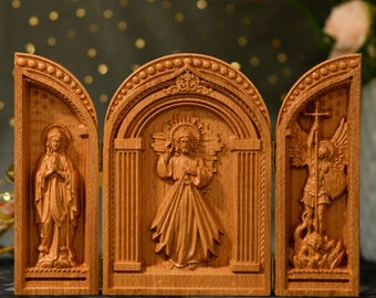 Handmade Prayer Altar of Jesus Christ, Our Lady of Lourdes, Archangel Michael Christian Stuff Catholic Prayer Catholic Gifts Ideas