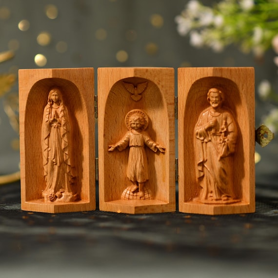 Wooden Solid Catholic Altar in box, Wood Carving catholic icons,Wooden Religious Gifts,Best Friend Gift,Christmas Gift/Thank You Gift Ideas