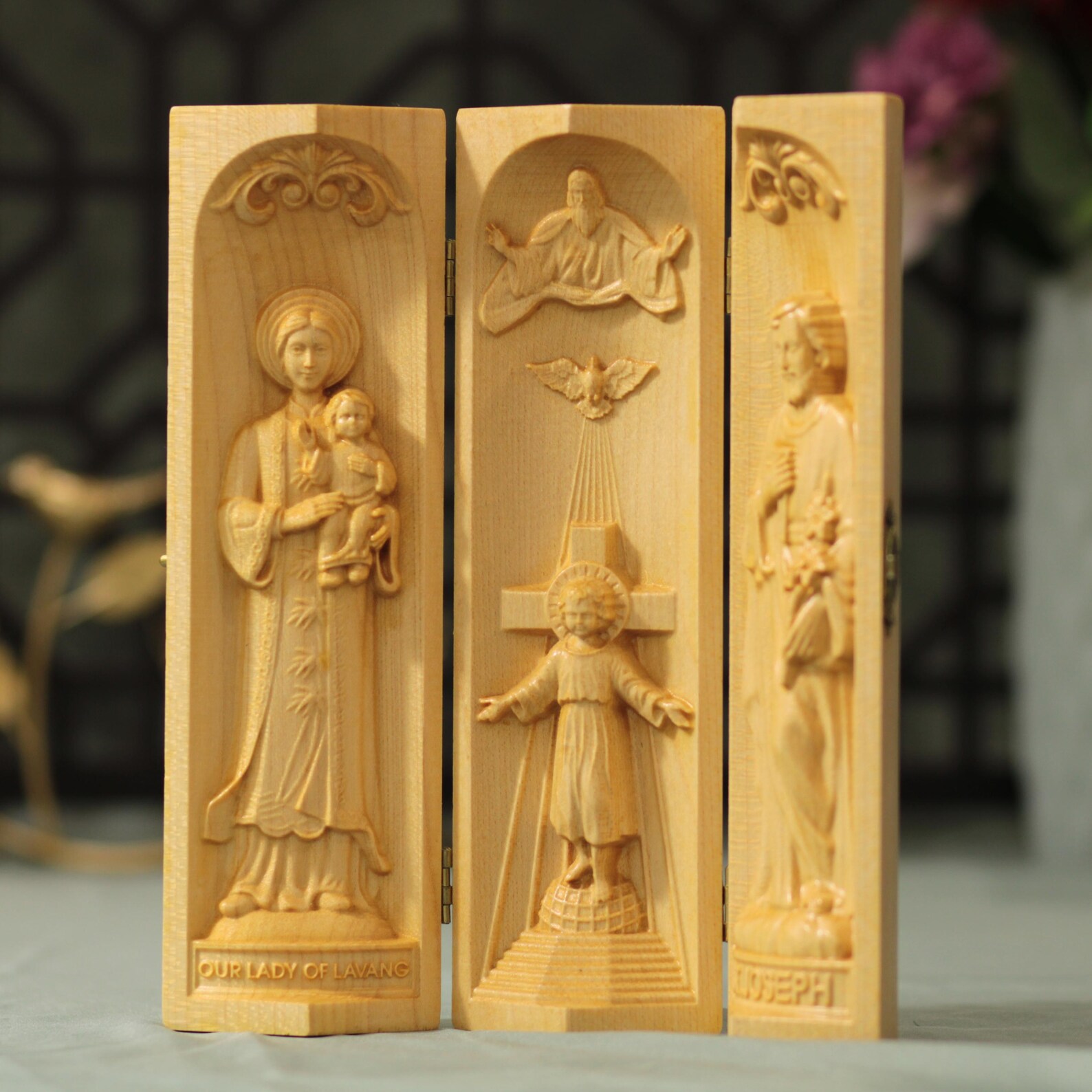 Holy Trinity Catholic Triptych With Our Lady of Lavang, St Joseph ...