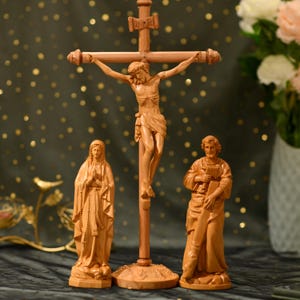 Catholic Home Altar Jesus Our Lady St. Joseph Catholic Icon Statue Crucifix Wall Wooden Jesus Crucifix Altar Crucifix Handmade Gift