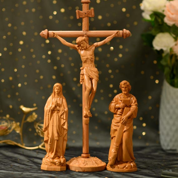 Catholic Home Altar Jesus Our Lady St. Joseph Catholic Icon Statue Crucifix Wall Wooden Jesus Crucifix Altar Crucifix Handmade Gift