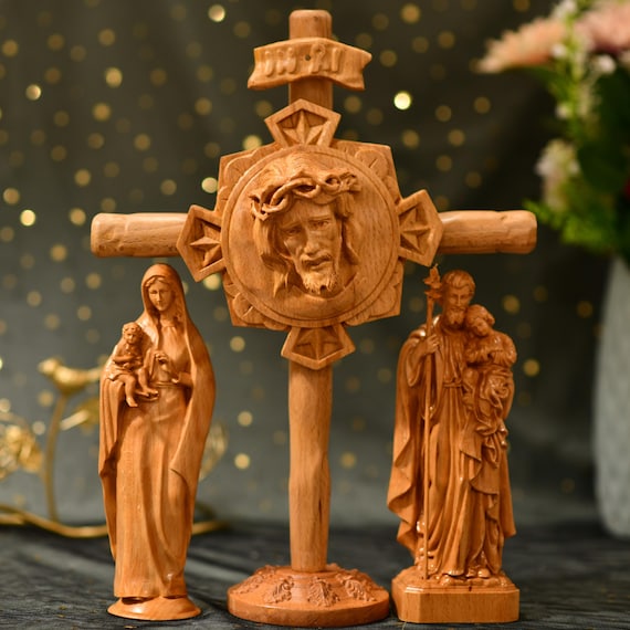 Set of Catholic Home Altar Table Jesus Christ in His Passion Altar Decor Crucifix Wall Art Catholic Altar Prayer Home Decor Unique Gifts