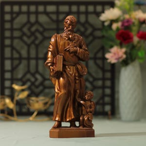 11.8 Inches St. Matthew Evangelist Wooden Catholic Statue Antique Style Catholic Art Catholic Icon Matthew the Apostle Christian Art