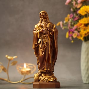 Jesus Christ with Lamb Wood Carving Vintage Style Handmade Gift Christ Decor Jesus Figurine Wood Statue Jesus Statue Religious Artwork