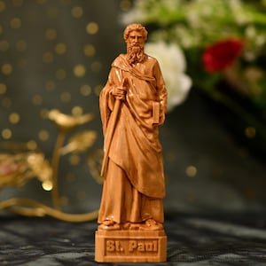 St. Paul Wooden Statue Saint Religious Wooden Catholic Icon Saint Statue Handmade Gift Easter Gift Home Decor Catholic Icons Christian Gift