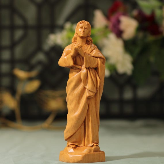 Handmade St. John Apostle Statue: Catholic Beech Wood Religious Art