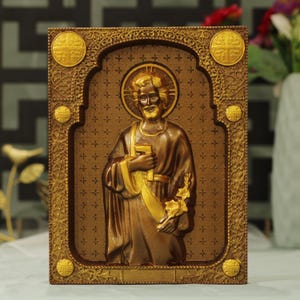St. Joseph the worker Wall Art Vintage Style Saint Icon Wooden Altar Catholic Gifts Religious Home Decor Catholic Statue Religious Gifts