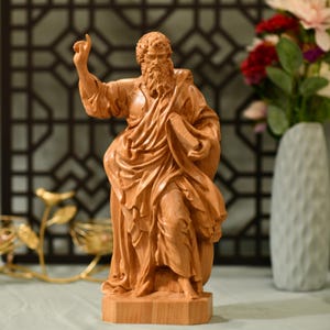 St. Paul Statue Wooden Statue Religious Catholic Statue Home Decor Wood Statue Religious Artwork Religious Icon of Saint Christian Sculpture