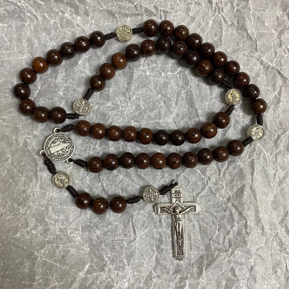 Catholic Rosary with black wooden beads, designed for Catholic believers, Paracord Rosary, Wood Bead rosary, Catholic Gifts, Rosary for Men