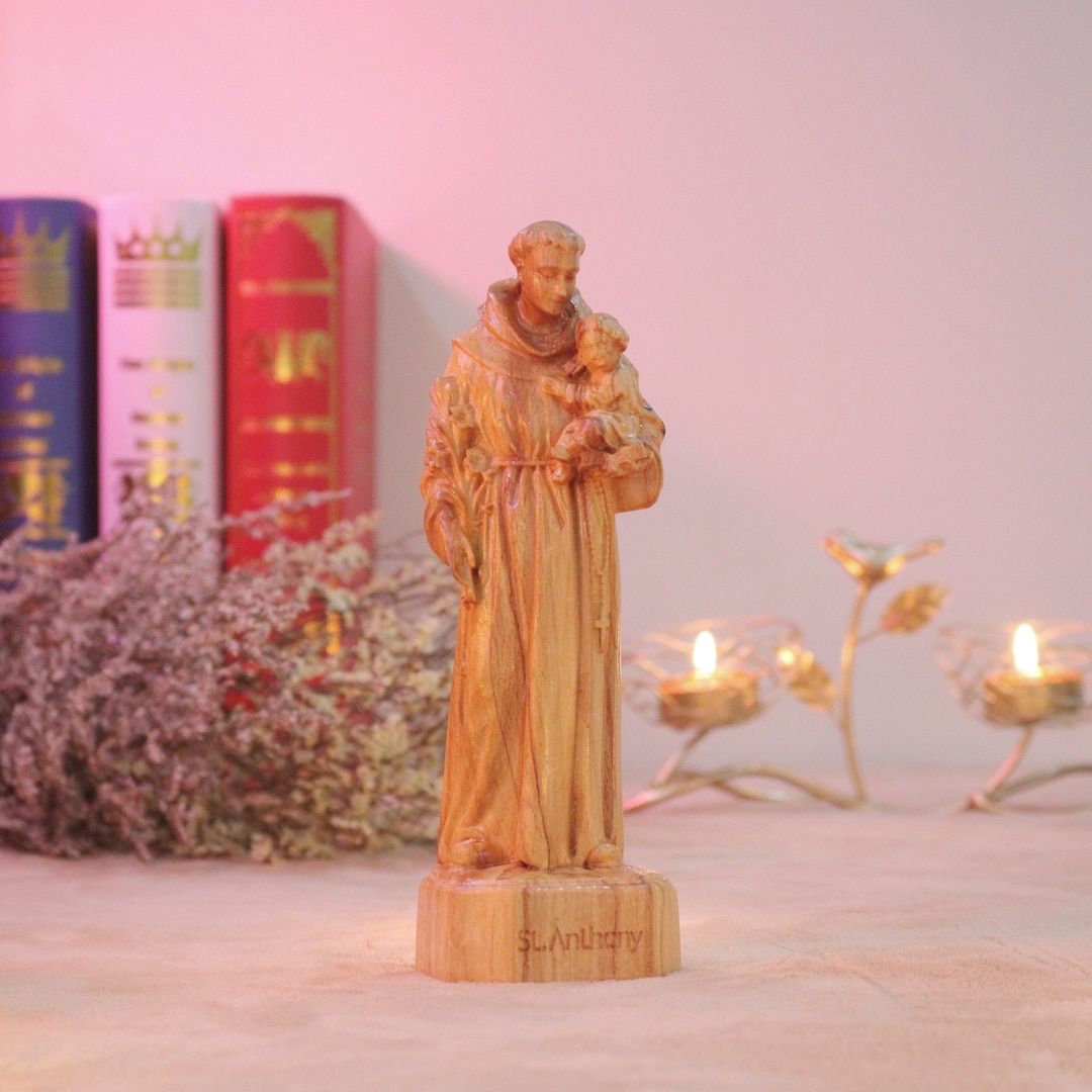 St. Anthony Wooden Statue Religious Gifts Saint Anthony Statue Etsy