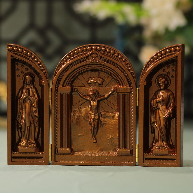 Catholic Triptych Antique Style Religious Gifts Wooden Catholic Home ...