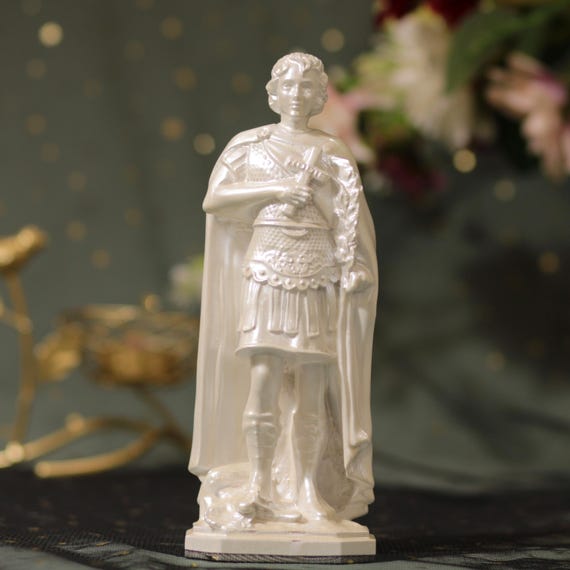 Saint Expeditus Wooden Statue Pearl White, Patron Saint of Urgent Causes, Hand Carved Catholic Figurine, Home Altar Decor, Religious Gift