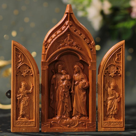 Holy Family Triptych | St. Peter and St. Paul Catholic Wood Art | Religious Home Decor | Christian Gift | Holy Family Wall Art