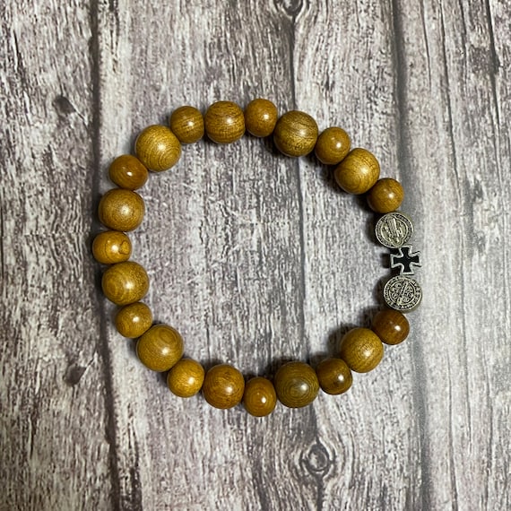 Natural wood Catholic Bracelet, combining 8mm and 10mm sizes, Christian Bracelet, Catholic Gift,Holy Bracelet,Praying Bracelet,Wood Bracelet