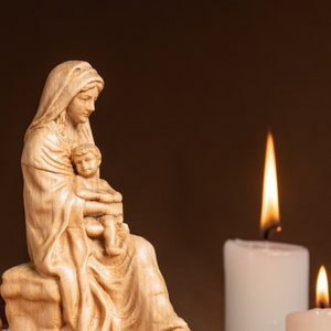 Mother Mary Holding Baby Jesus Statue,Figurine Religious,Religious Catholic Statue,Wooden Religious,Housewarming Gift,Mother&#39;s Day Gifts