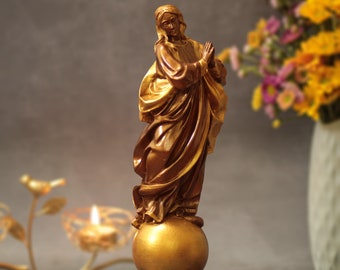 Estatua de madera de Nuestra Señora de la Paz, estilo vintage. El mejor regalo familiar. Ideas para regalos del Día de la Madre. Estatua católica religiosa. Regalos cristianos.