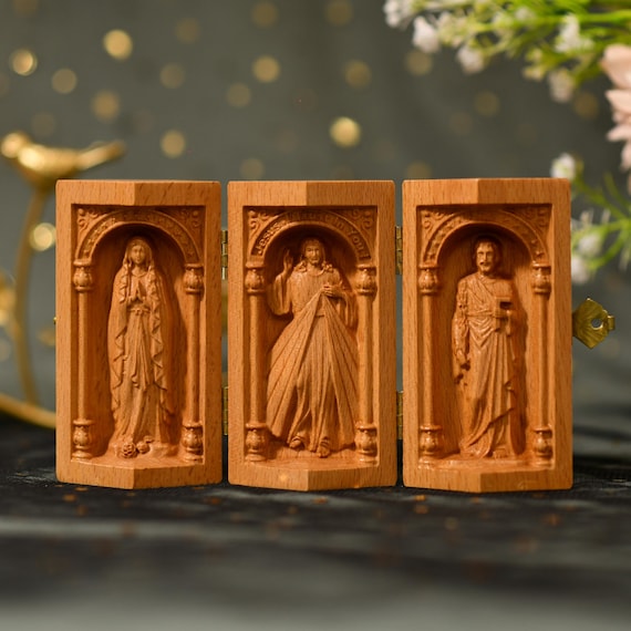 Altar Wood Carving, Wood Carving catholic icons, Wooden Religious Gifts, Best Friend Gift,Fathers Day Gift, Thank You Gift Ideas
