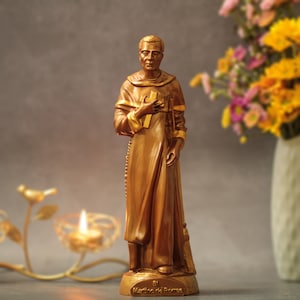 11.8 pulgadas San Martín de Porres Vinatage estilo estatua de madera hecha a mano decoración del hogar figuras católicas regalos religiosos devocional católico