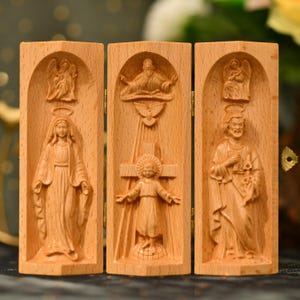 Altar de oración hecho a mano Regalos religiosos católicos de madera Altar católico Tríptico católico Regalos de inauguración de la casa Regalos católicos Regalo de Navidad