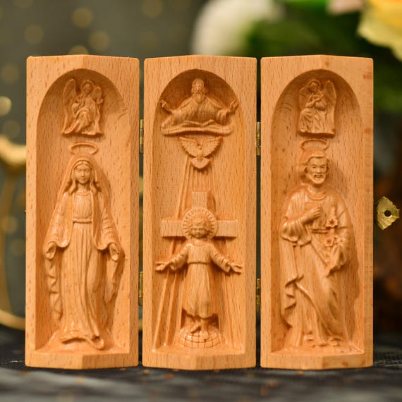 Handmade Prayer Altar Catholic Wooden Religious Gifts Catholic Altar Catholic Triptych Housewarming Gifts Catholic Gifts Christmas Gift
