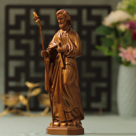 11.8 Inches Saint Joseph Catholic Statue Antique Style Wooden Religious Gifts Housewarming Gift New Home Gift Vintage Handmade Home Decor