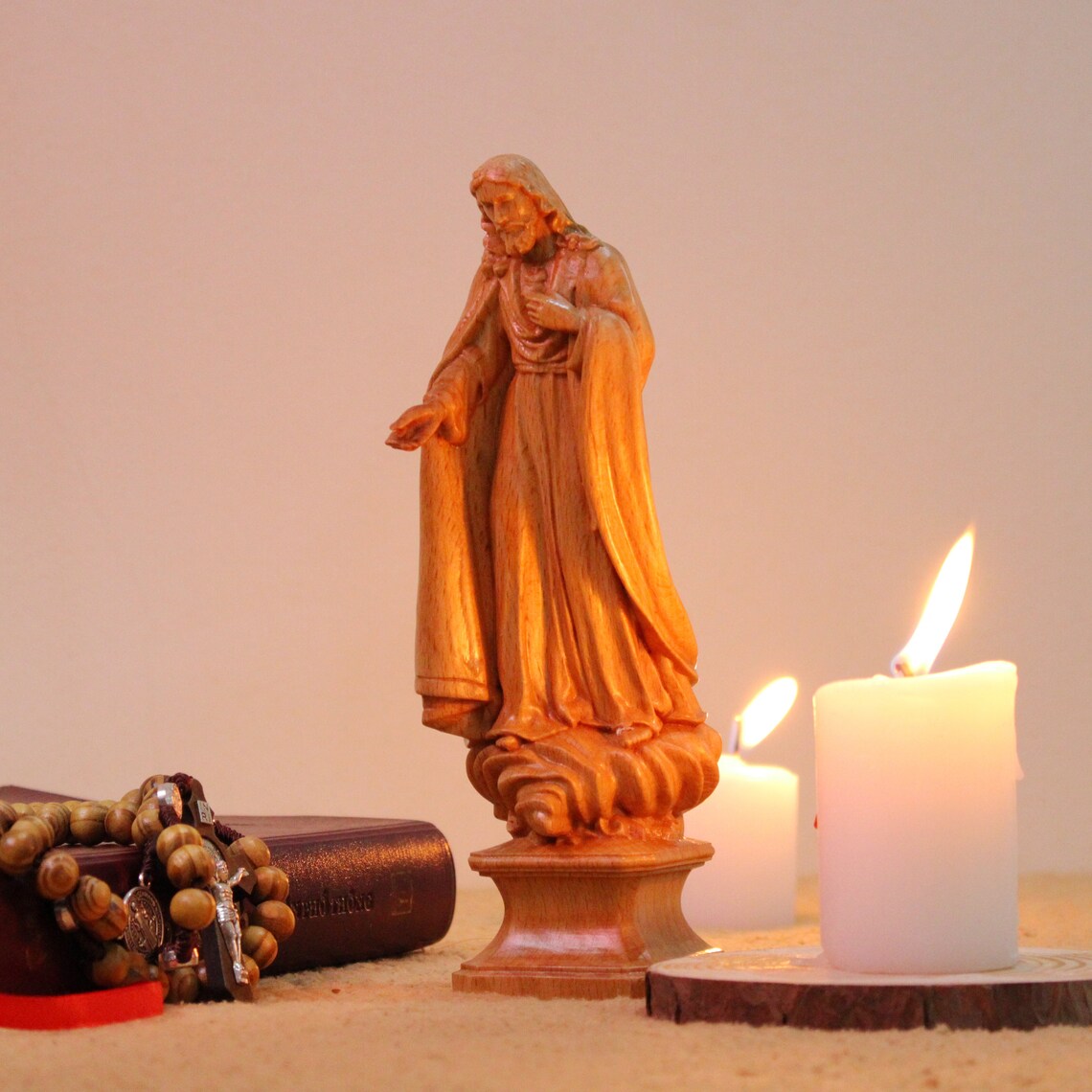 Wooden Jesus Christ Blessing's Statue Religious Catholic Etsy