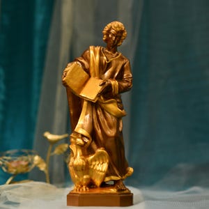 St. John the Evangelist Vintage Style Statue Wood Carving Home Decor Christian Artwork Christmas Gift Housewarming Gift Religious Art