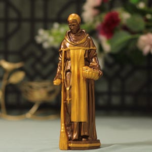 Estatua de San Martino de Porres, estilo vintage, decoración del hogar, decoración religiosa, decoración cristiana, muebles hechos a mano, decoración única.