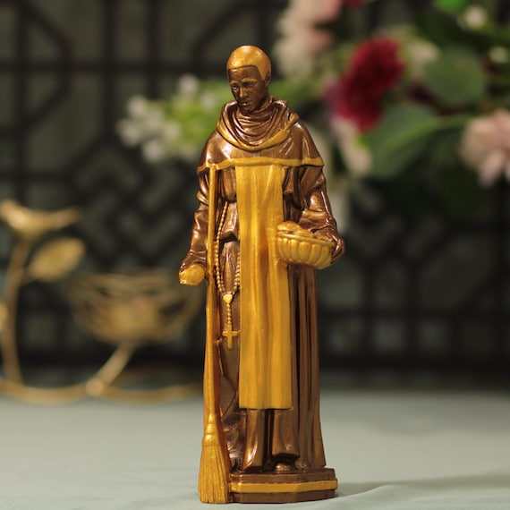 San Martino de Porres Statue Vintage Style Home Decor Religious Home Decor Christian Home Decor Handmade Furniture Unique Decor