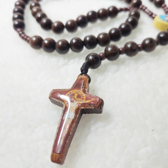 Catholic Rosary crafted from wood and fine cord, Paracord Rosary, Wood Bead rosary, Catholic Gifts, First Communion Gift, Cord Rosary