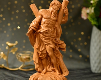 St. Andreas Holzstatue Katholischer Apostel Figur Jesus Schüler Religiöses Wohnkultur Christian Geschenk Hand geschnitzte Holz Heiligen Skulptur