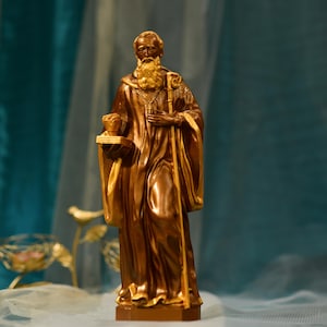 11.8 Inches St Benedict Wooden Vintage Style Statue San Benito Catholic Figurine Benedict Catholic Statue Handmade Home Decor Christmas Gift
