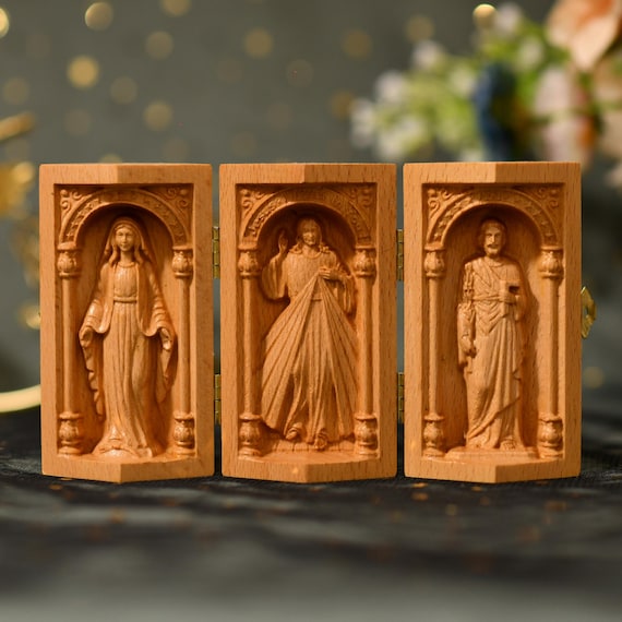Hand Carved Wooden Box, Wooden Prayer Box, Wooden Religious Gifts, Father's Day, Housewarming Gifts, Best Friend Gift, Christian Gifts