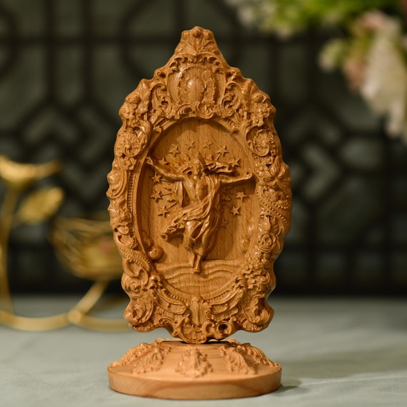 Resurrection of Jesus Christ Wooden Desktop Figurine Handmade Home Decor Easter Gifts Housewarming Gift Jesus Art Christian Decor