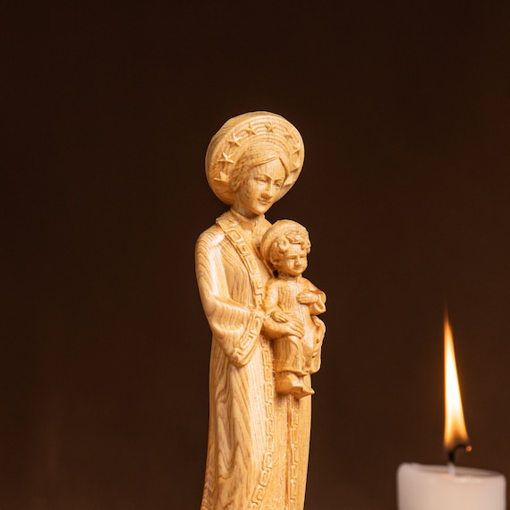 Madonna and Child Statue, Our Lady of La Vang and Child Jesus Renaissanc, Wooden Religious Gifts, Housewarming Gift, Handmade Home Decor