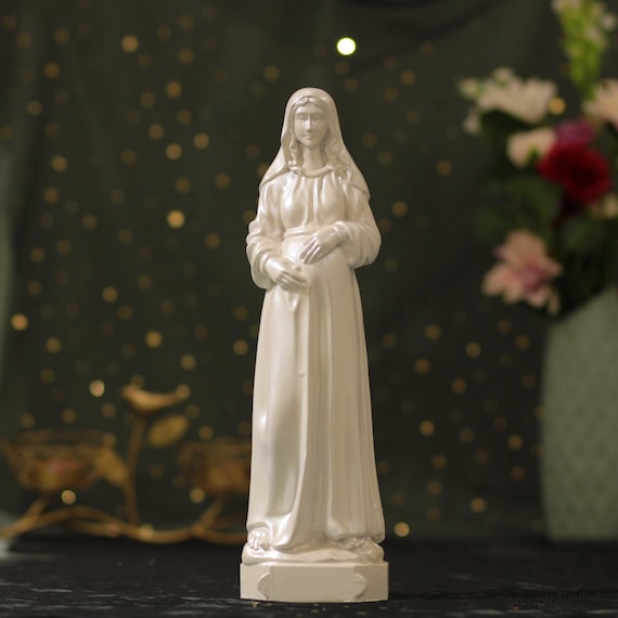 Handmade Pregnant Virgin Mary Statue: Pearl White Catholic Gift