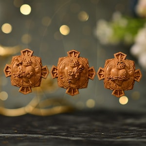 Drei Heiligste Herzen der Heiligen Familie Heiligstes Herz Jesu | Unbeflecktes Herz Mariens | Keusches Herz von St. Joseph Katholische Wandkunst