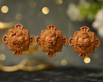 Three Sacred Hearts of the Holy Family Sacred Heart of Jesus | Immaculate Heart of Mary | Most Chaste Heart of St. Joseph Catholic Wall Art