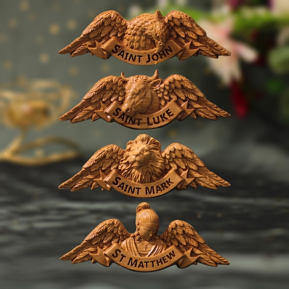 Four Evangelists Charm Set -St. John St. Mark St.Luke St. Matthew Apostles of Jesus Catholic Wall Art New Home Gift Religious Gifts