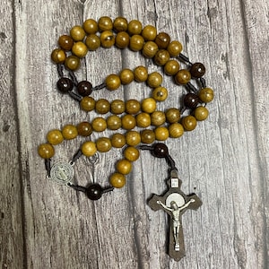 Natural wood Catholic Rosary, Paracord Rosary, Wood Bead rosary, Pardon Crucifix Rosary, Catholic Gifts, First Communion Gift, Cord Rosary