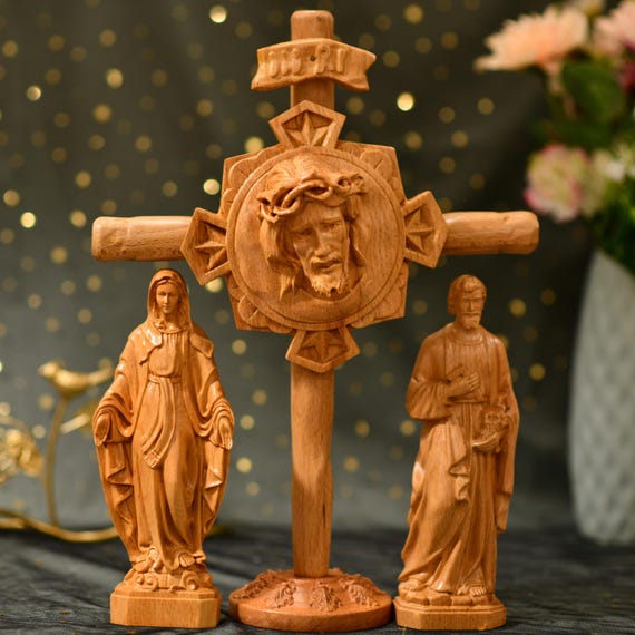 Set of Catholic Altar Table Jesus Christ in His Passion Altar Decor Crucifix Wall Art Jesus Crucifix Handmade Home Decor Unique Gifts