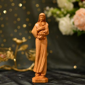 Mère Marie tenant l'enfant Jésus statue en bois vietnamien catholique cadeau Vierge Marie figure chrétienne décoration art religieux sculpté à la main