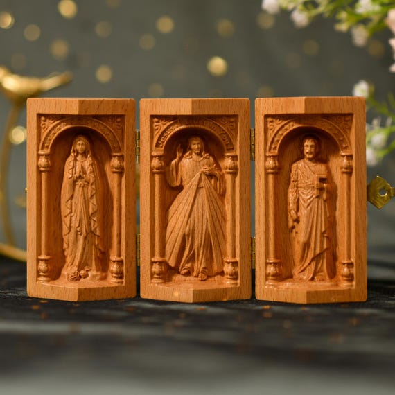 Altar Wood Carving, Wood Carving catholic icons, Wooden Religious Gifts, Best Friend Gift,Fathers Day Gift, Thank You Gift Ideas